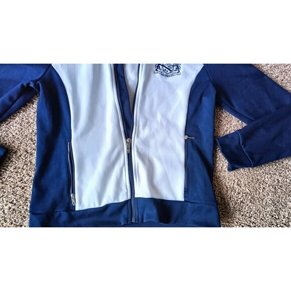 L-RL Lauren Active Track Jacket Size Small Full Zip White Blue Zip Away Hoodie - Picture 5 of 10